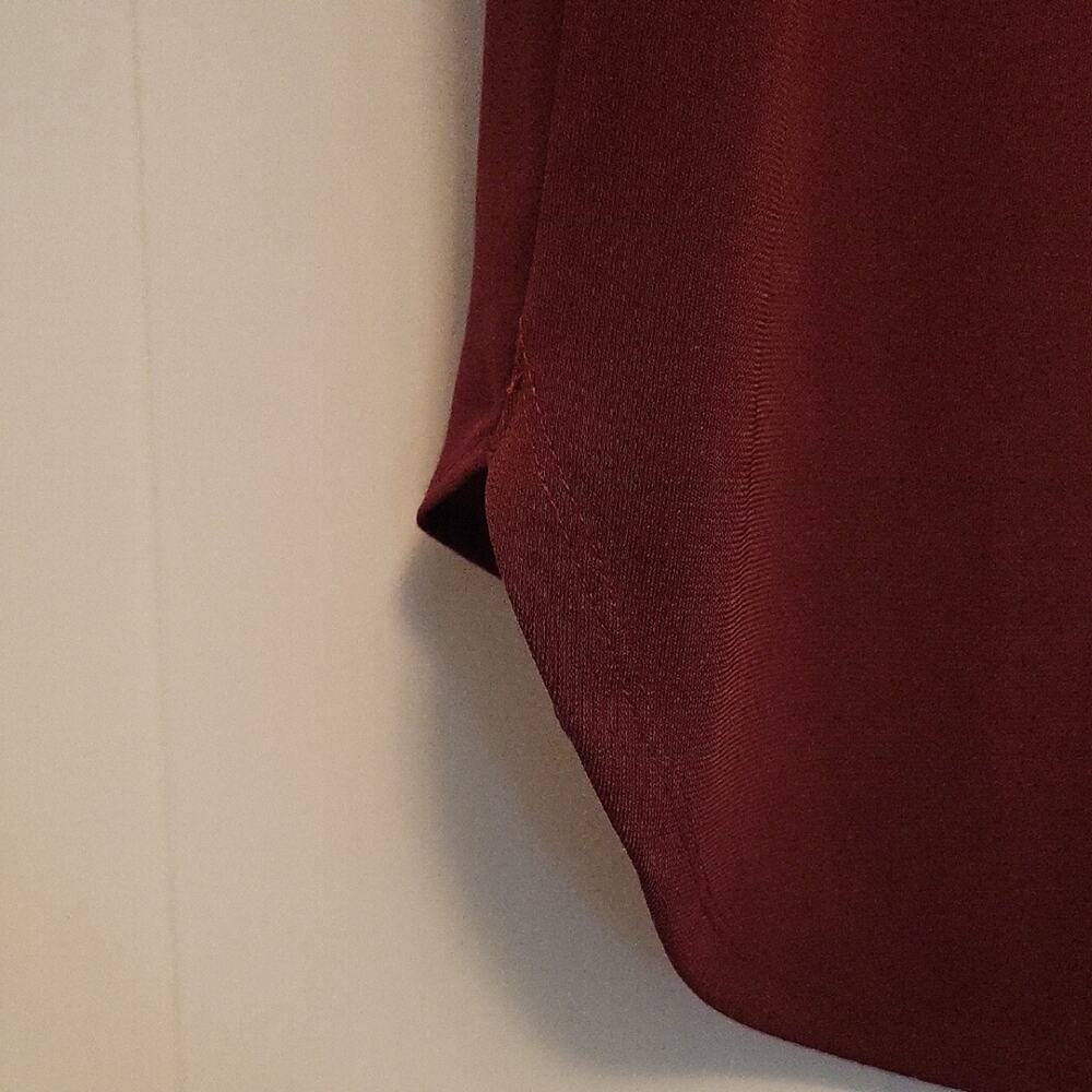 Ann Taylor Red Blouse with Cuffed Long Sleeves Size S Lightweight - Picture 7 of 12